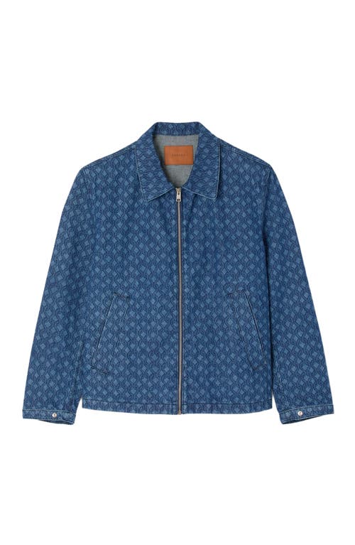 Sandro Mens Raw-denim Rope-motif Regular-fit Denim Jacket Xl In Blue