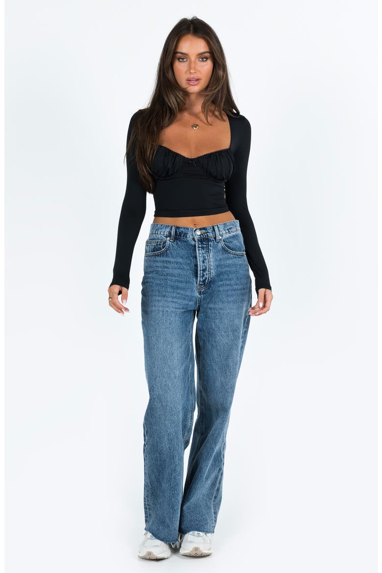 Candyce Long Sleeve Crop Top, Alternate, color, BLACK