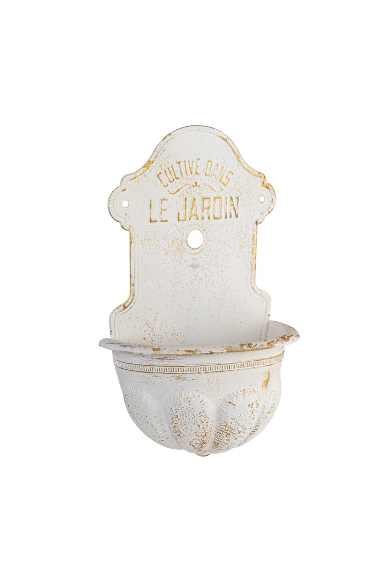 Metal Wall-Mounted Planter with Distressed Finish, White, Main, color, White
