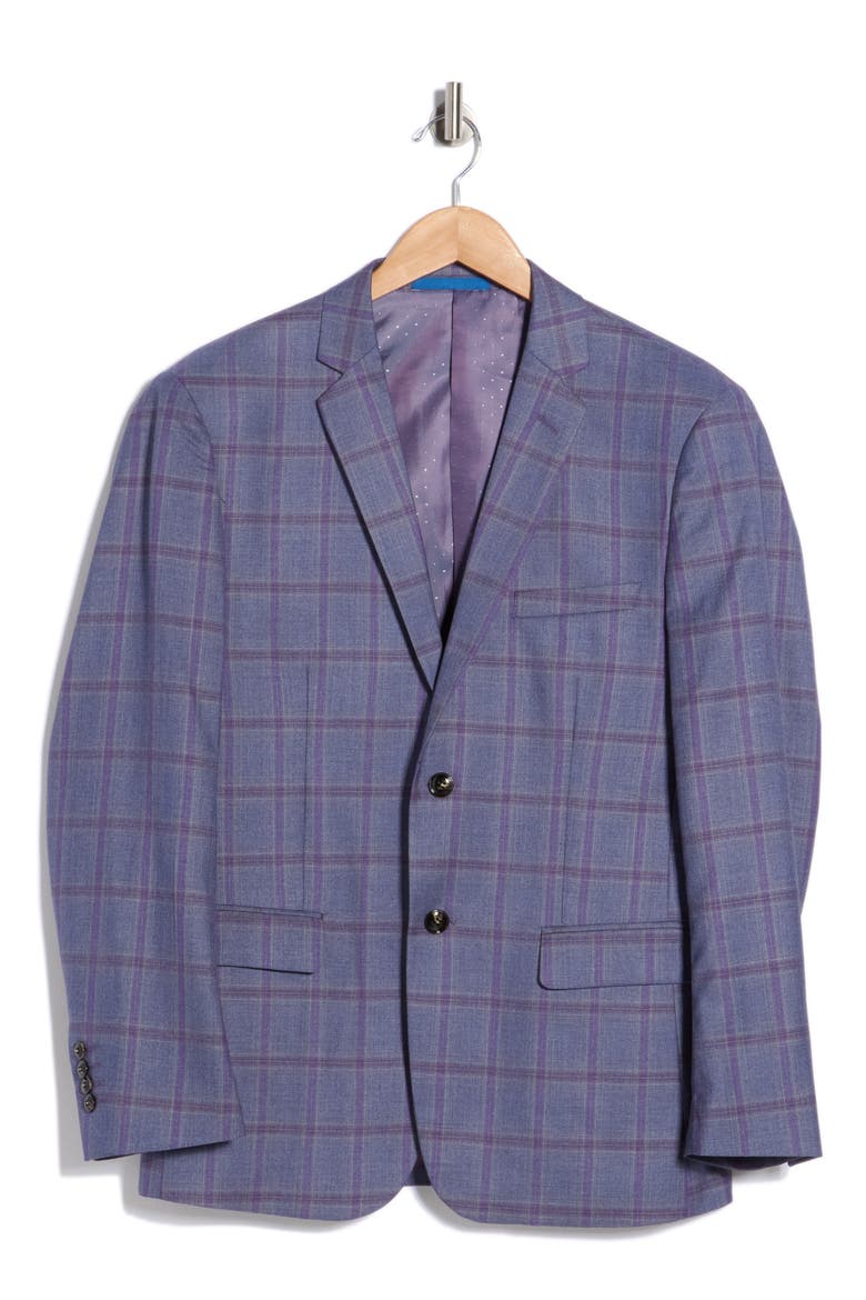 Slim Fit Plaid Blazer, Alternate, color, PURPLE