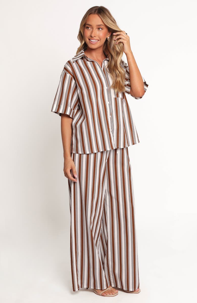 Petal & Pup Thalia Stripe Cotton & Linen Button-Up Shirt, Alternate, color, 