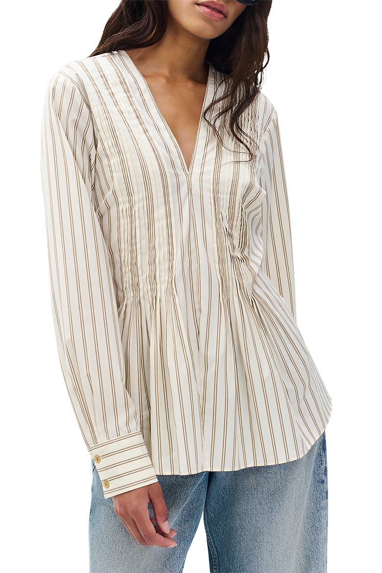 Asher Stripe Pleated Cotton Blouse, Main, color, DRCLS