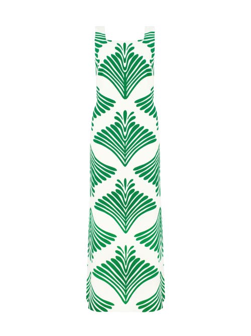 Ro&zo Womens Green Fan-print Square-neck Woven Maxi Dress In Green