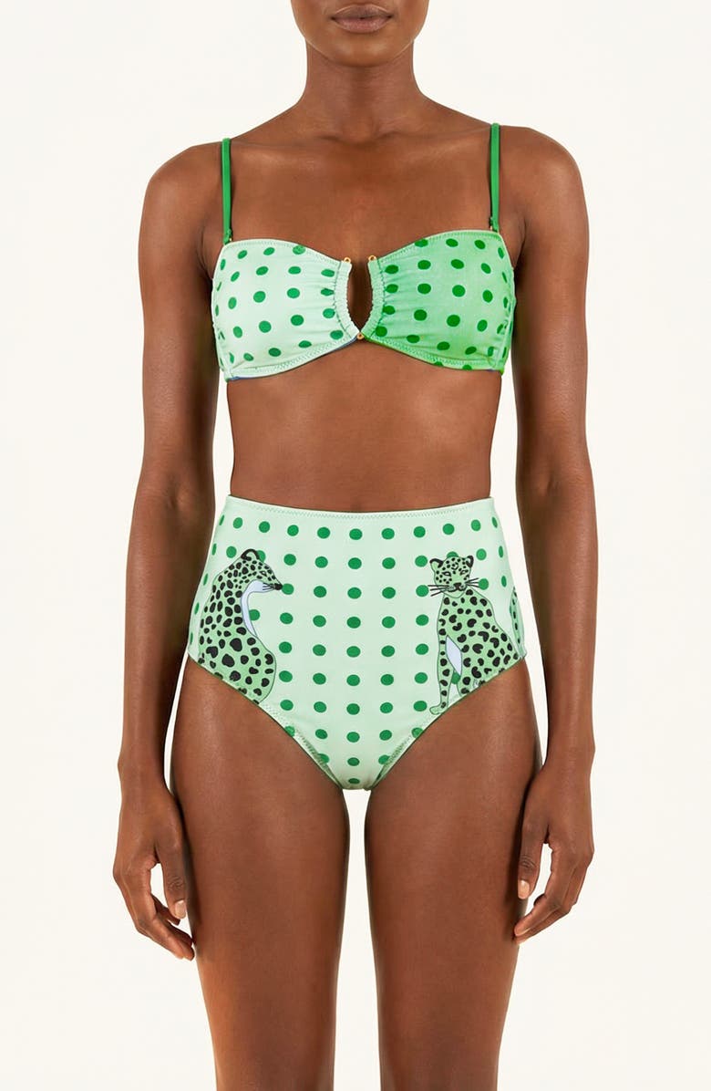 Jessie Zhao New York Polka Bloom Reversible Bandeau Top, Alternate, color, Green