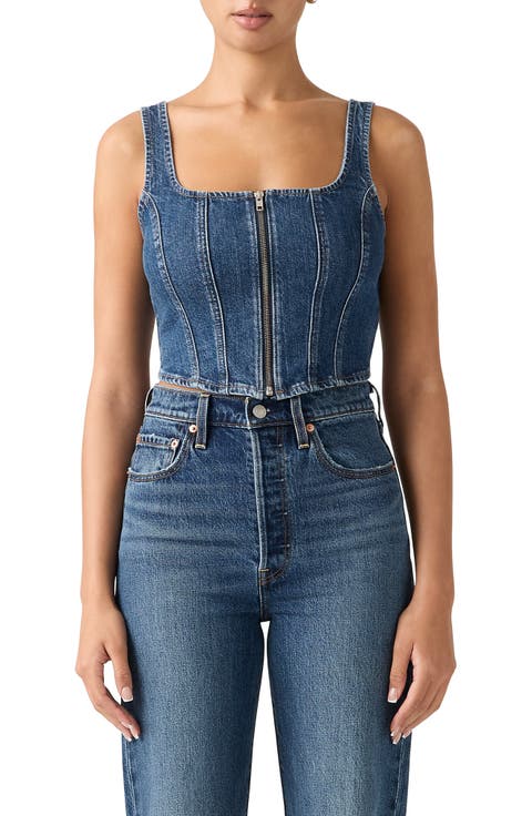 Zip Corset Denim Top