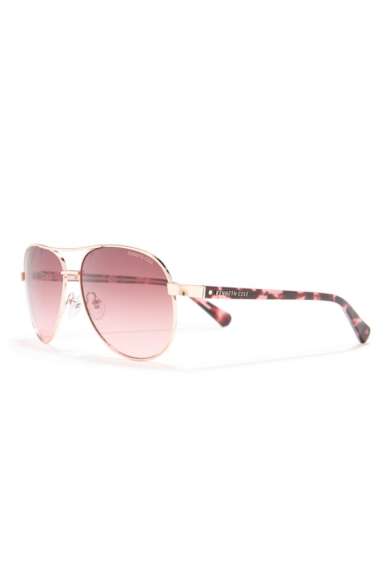 60mm Aviator Sunglasses, Alternate, color, ROSE GOLD / BROWN