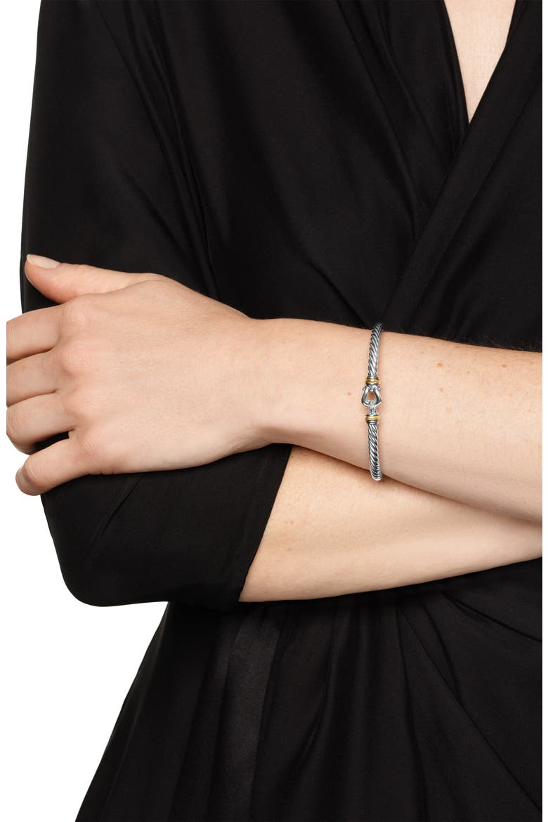 Cable Flex Buckle Bracelet in Sterling Silver with 14K Yellow Gold, Alternate, color, SILVER