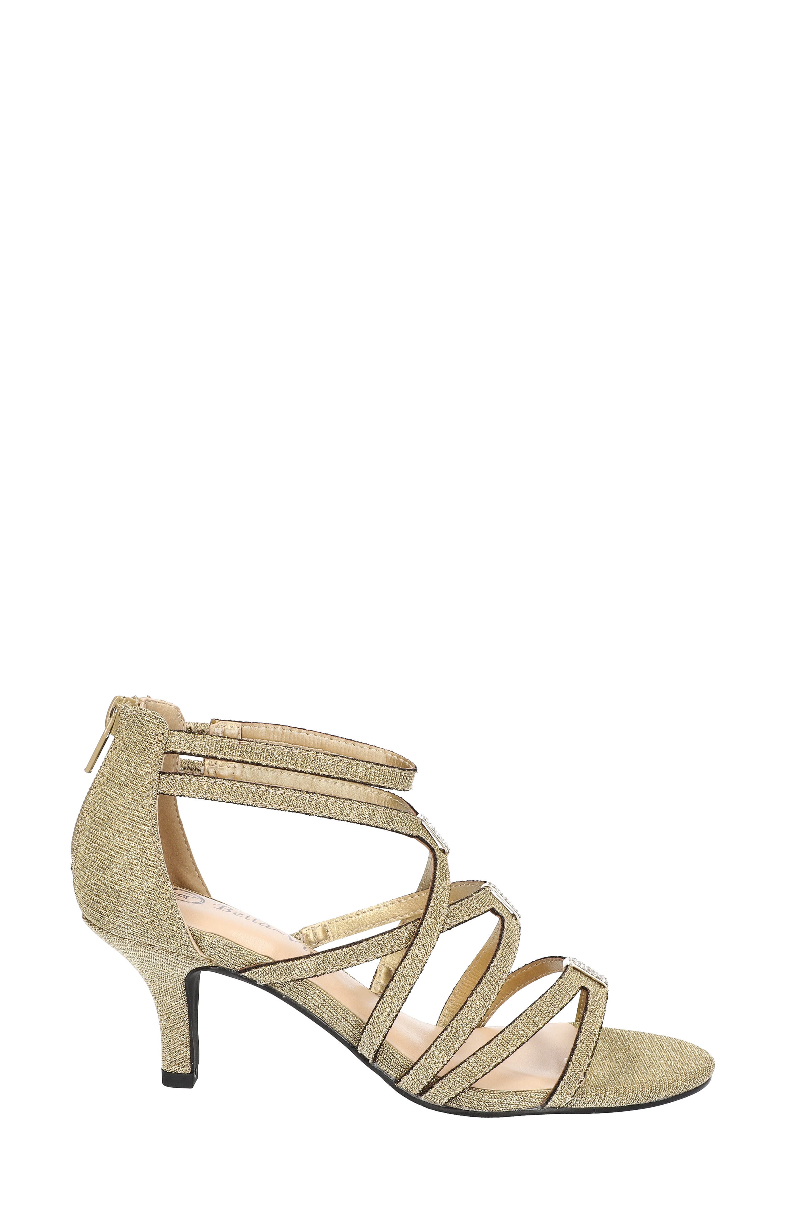 Bella Vita Karlette Glitter Knit Strappy Sandal, Alternate, color, Gold Glitter