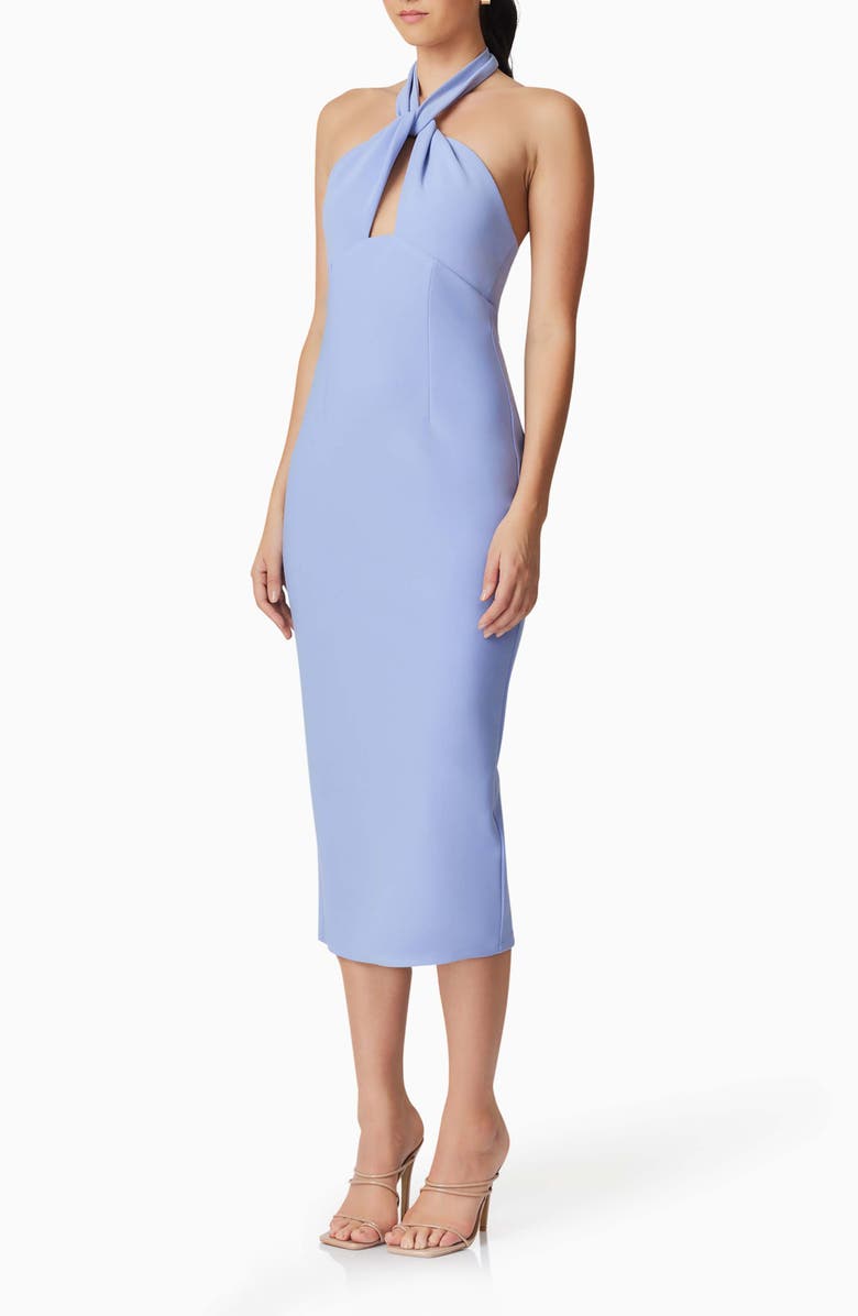 Elliatt Victoria Halter Neck Stretch Crepe Cocktail Dress, Alternate, color, Cornflower