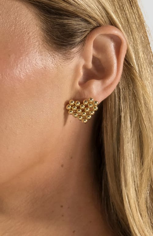 Sterling Forever Meredith Beaded Heart Stud Earrings In Gold