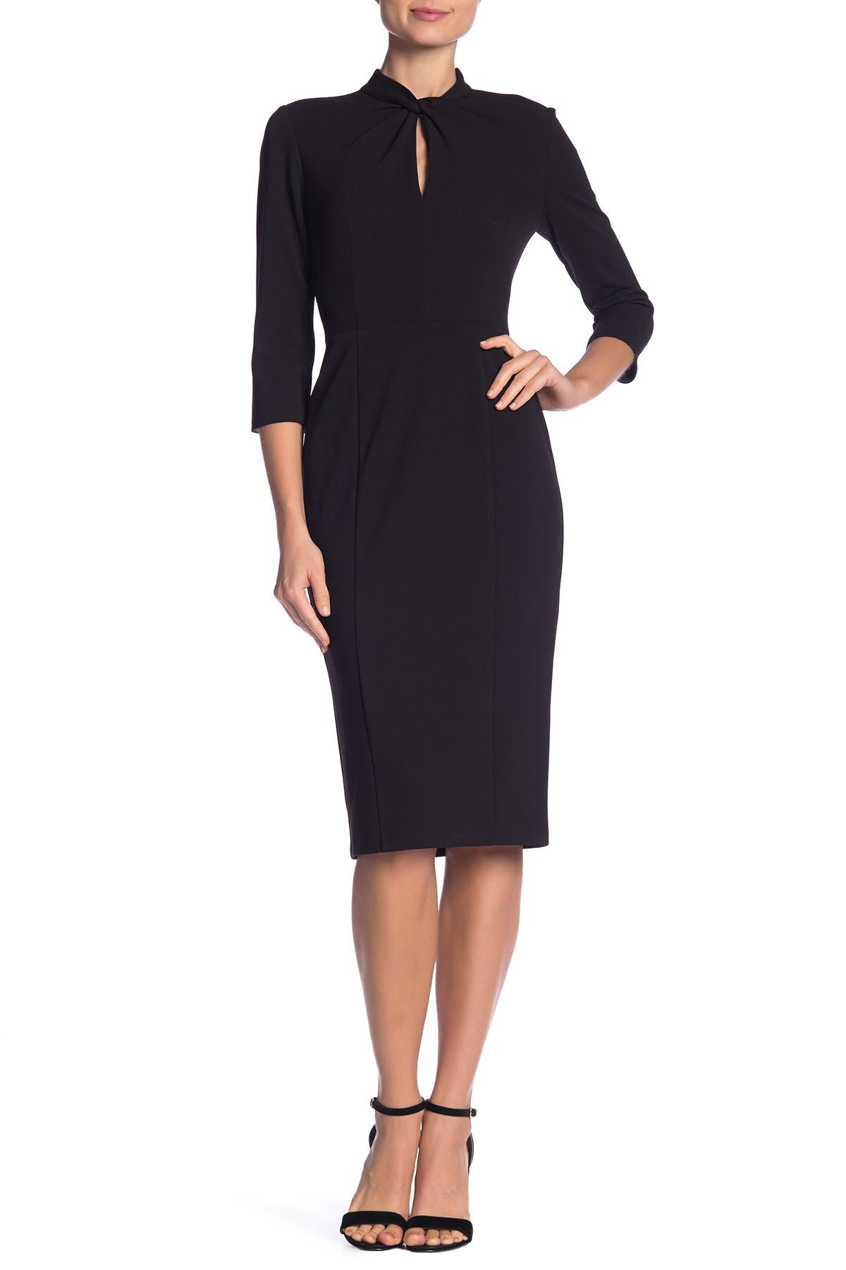 Donna Morgan Crepe Three-Quarter Sleeve Sheath Dress