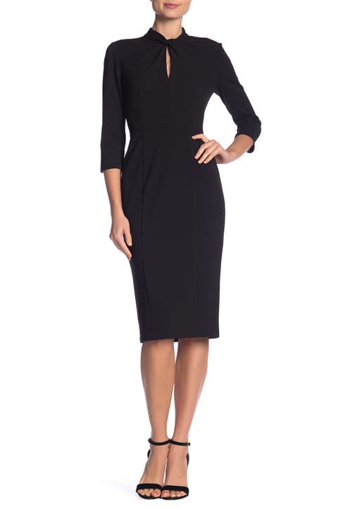Crepe Three-Quarter Sleeve Sheath Dress