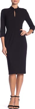 Donna Morgan Crepe Three-Quarter Sleeve Sheath Dress