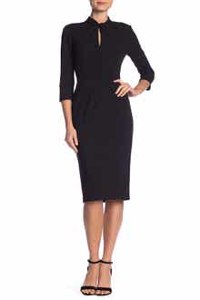 Donna Morgan Crepe Three-Quarter Sleeve Sheath Dress