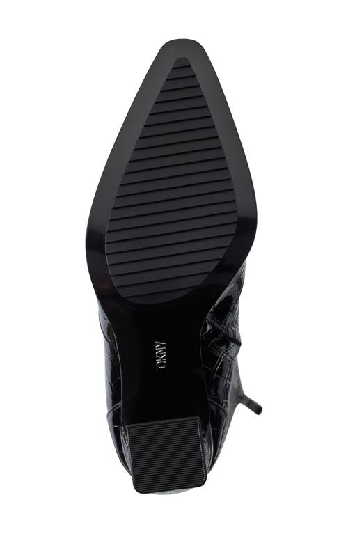 Dkny Shamira Croc Embossed Knee High Boot In Black