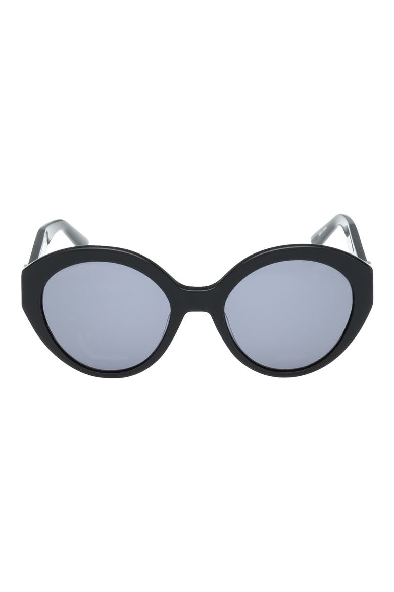 54mm Round Sunglasses, Main, color, SHINY BLACK / SMOKE