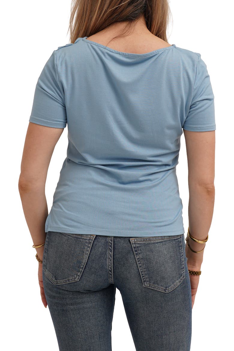 Asymmetrical Hem Short Sleeve Top, Alternate, color, WATER MIST