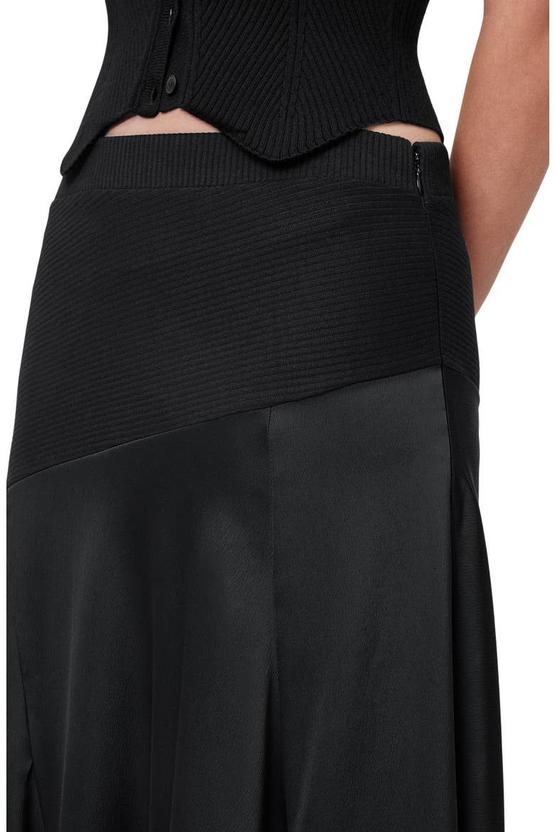 Pia Mixed Media Asymmetric Skirt, Alternate, color, BLACK