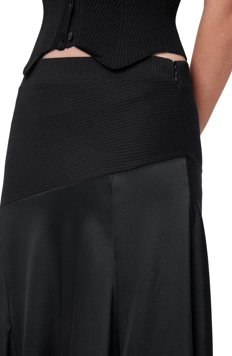AllSaints Pia Mixed Media Asymmetric Skirt, Alternate, color,