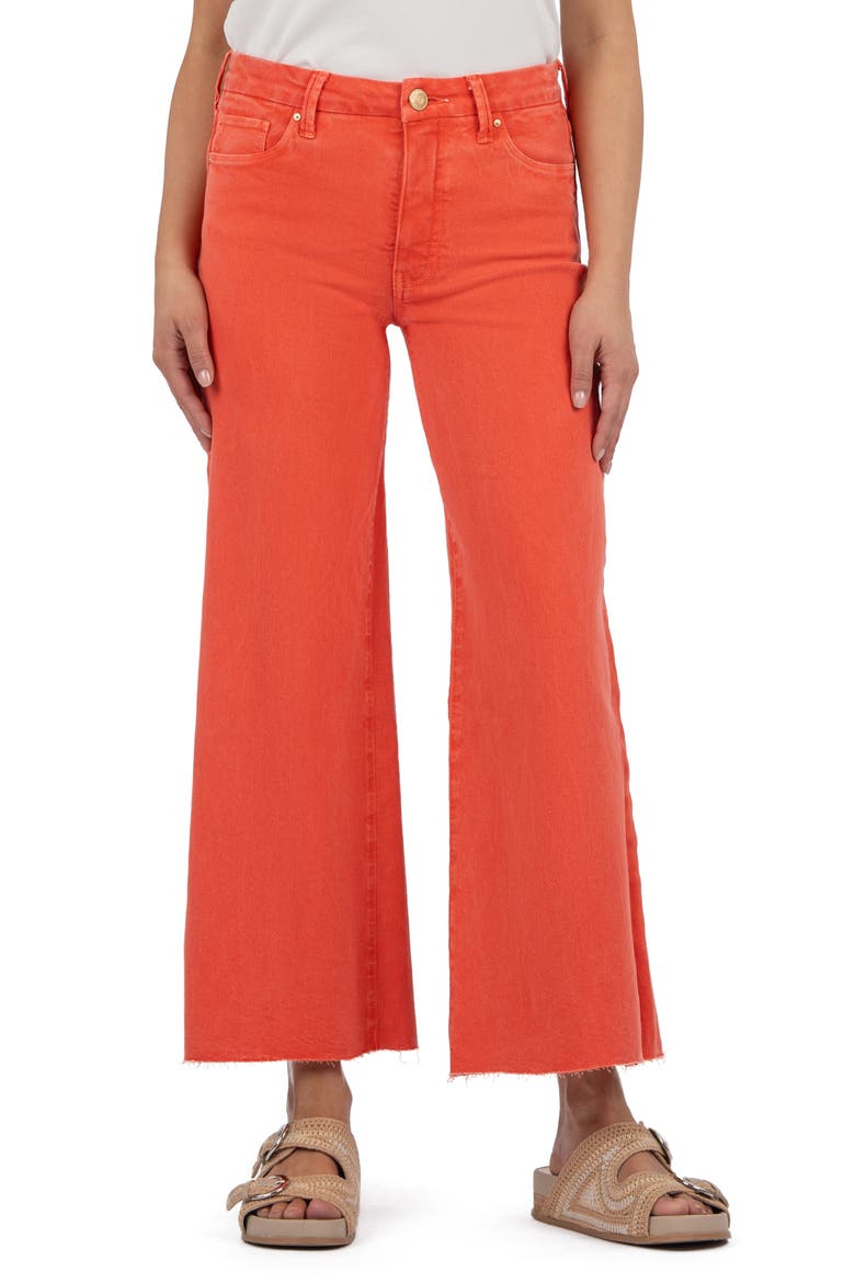 Meg Fab Ab Raw Hem High Waist Ankle Wide Leg Jeans, Main, color, TANGERINE JM