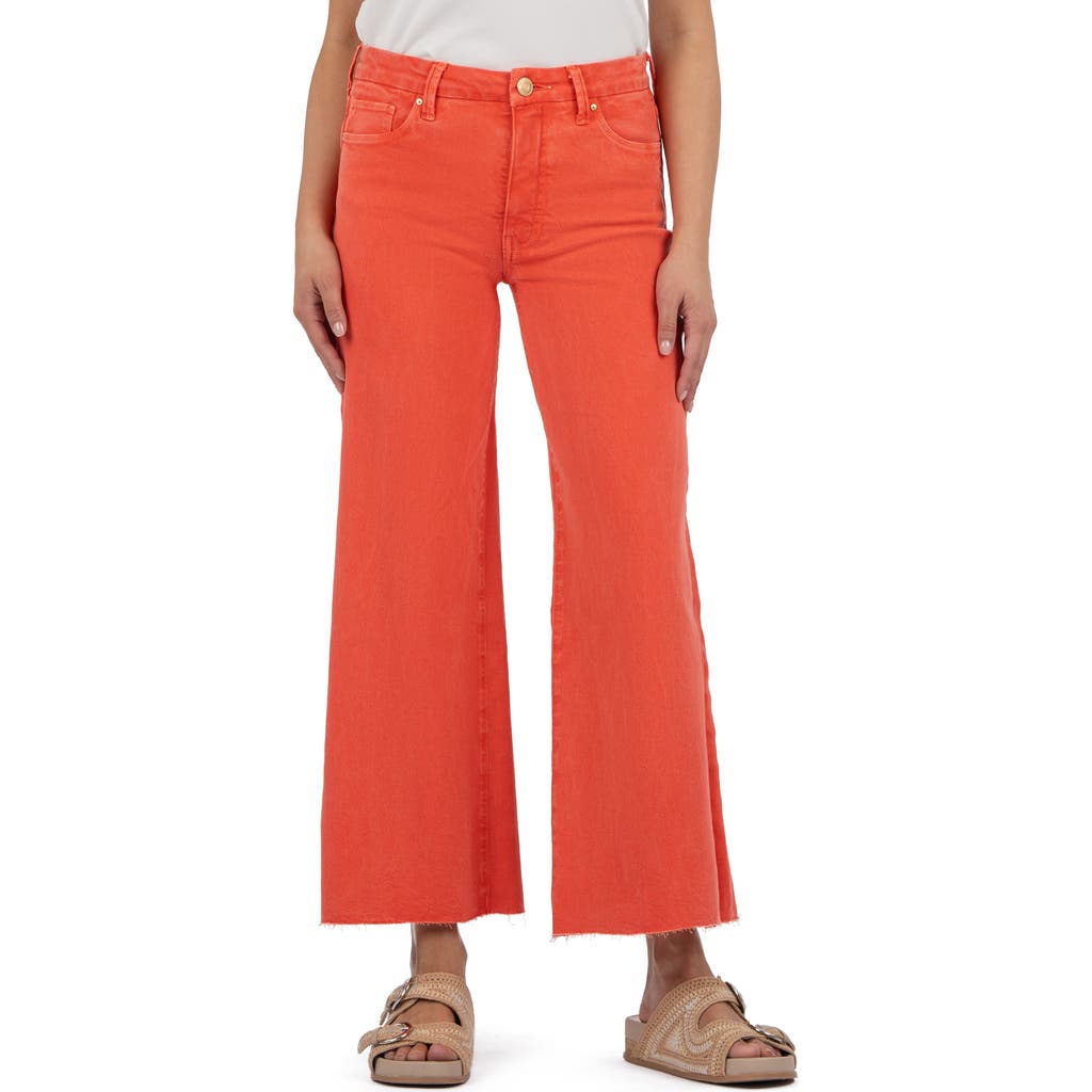 Kut From The Kloth Meg Fab Ab Raw Hem High Waist Ankle Wide Leg Jeans In Red