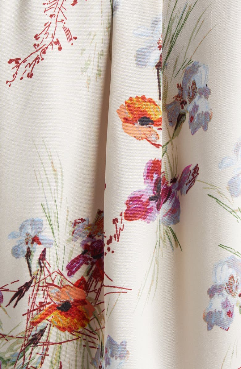 Cinq à Sept Iris Bouquet Marianna Print Tie Front Button-Up Shirt, Alternate, color, Oatmilk Multi