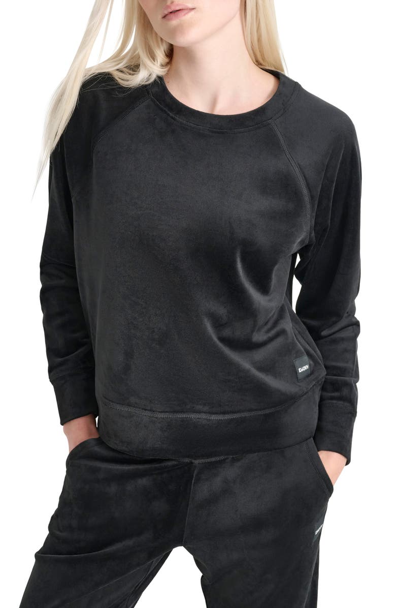 DKNY Platinum Velour Sweatshirt, Main, color, 