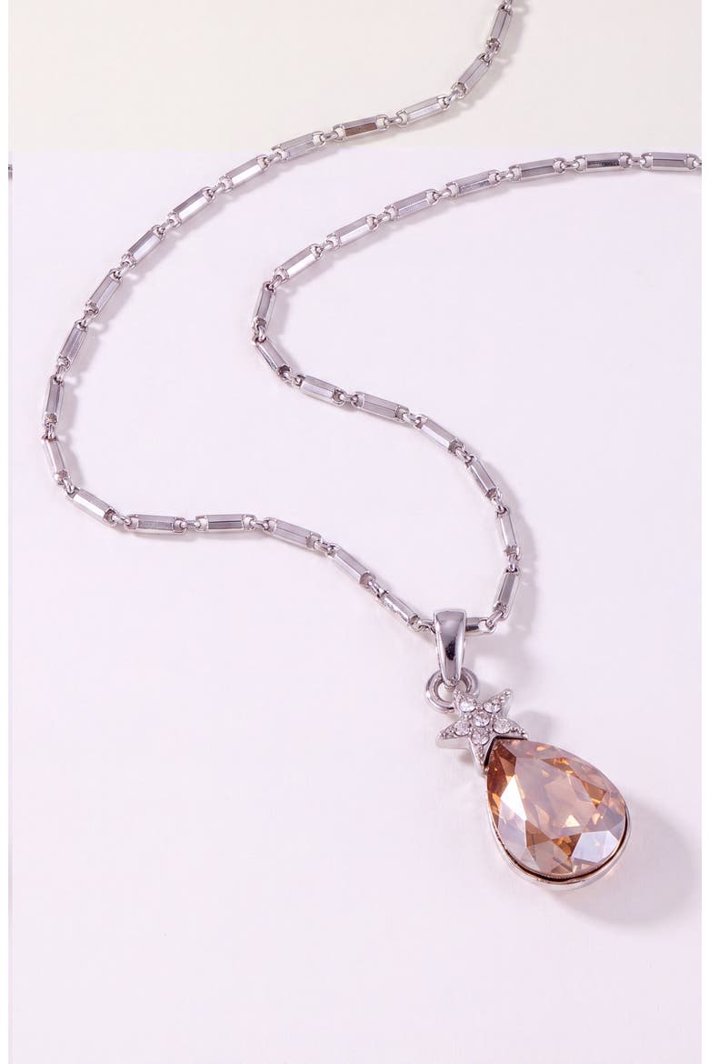 Topaz Teardrop Star Pendant Necklace, Alternate, color, Silver