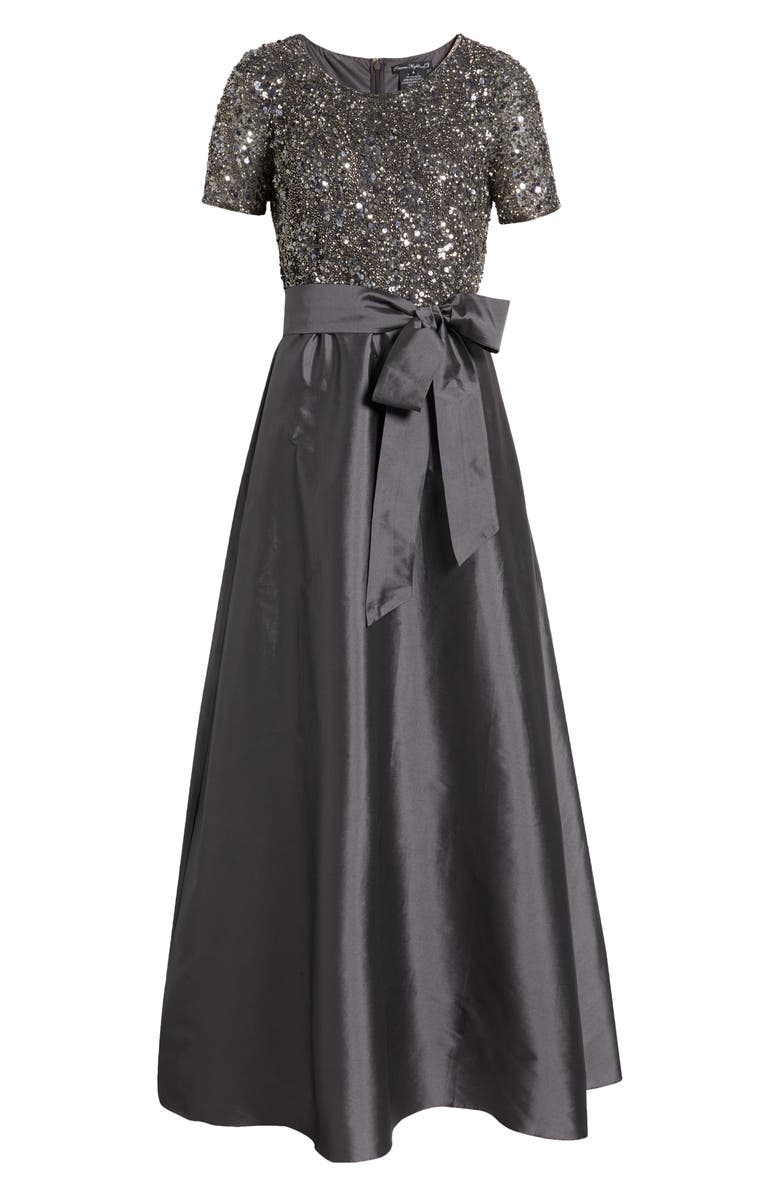 Pisarro Nights Beaded Bodice Mixed Media Gown, Alternate, color, 