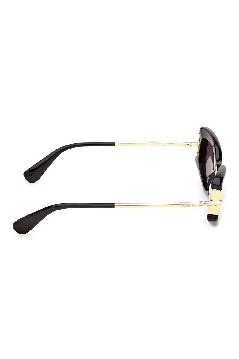 52mm Cat Eye Sunglasses, Alternate, color, SHINY BLACK DEEP GOLD / SMOKE