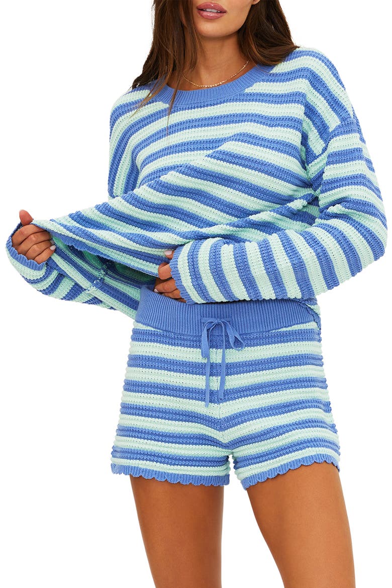Stripe Cotton Cover-Up Sweater, Main, color, SAPPHIRE SEA STRIPE