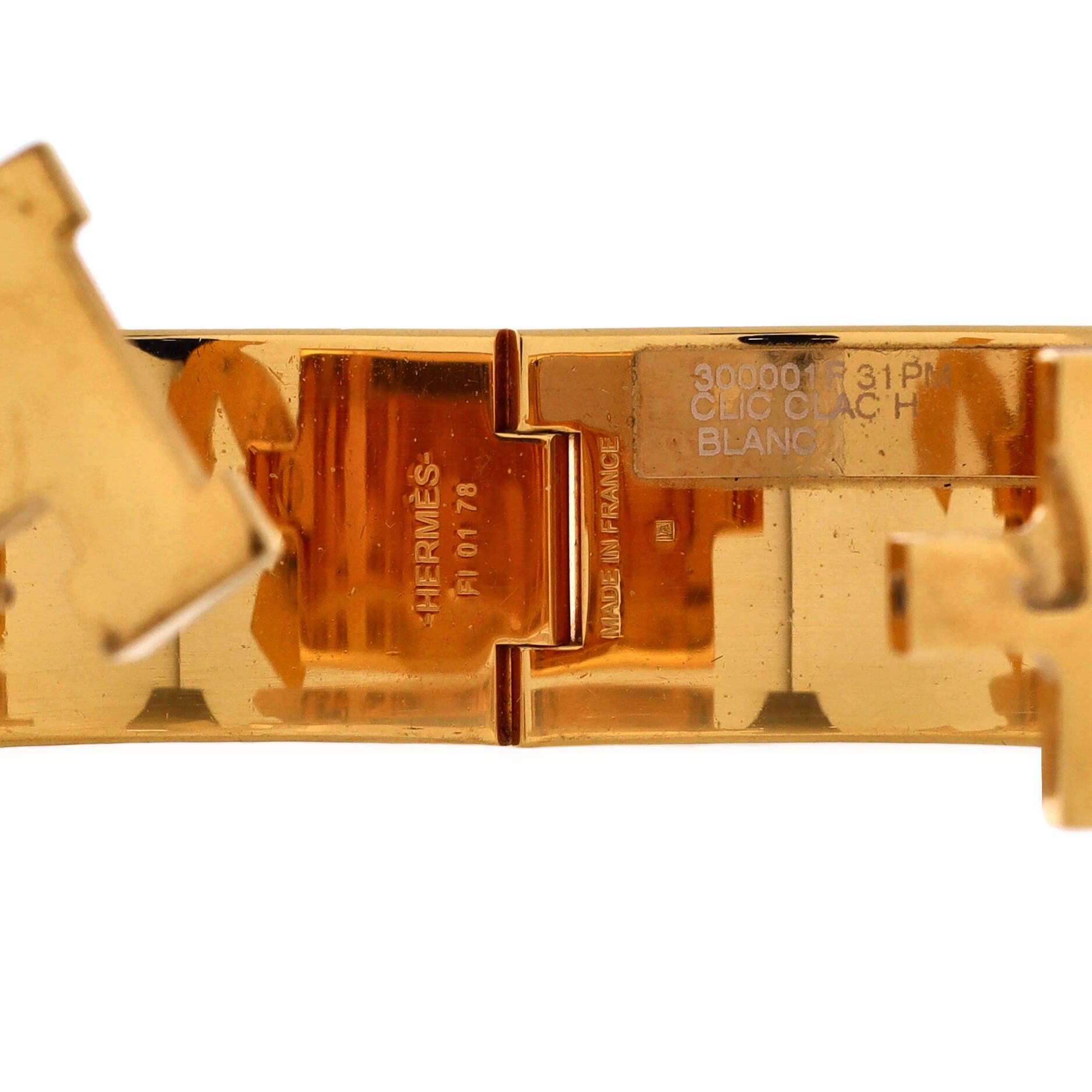 Pre-Owned Hermes Clic H Bracelet Enamel Wide, Alternate, color, White