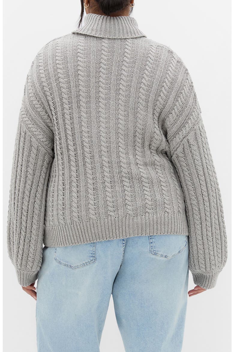 Avah Cable Stitch Turtleneck Sweater, Alternate, color, SILVER MARL