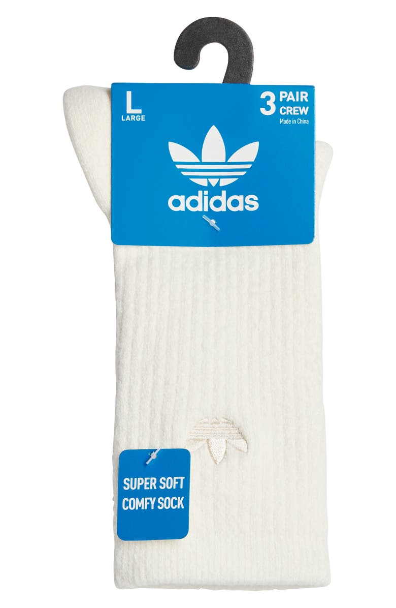 adidas Gender Inclusive Assorted 3-Pack Originals Comfort Crew Socks, Alternate, color, Cream White