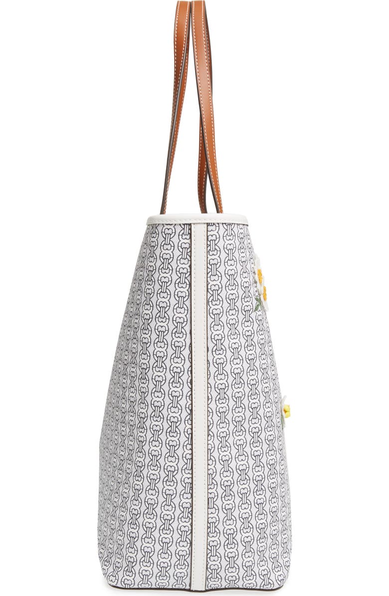 Tory Burch Gemini Link Appliqué Coated Canvas Tote, Alternate, color,