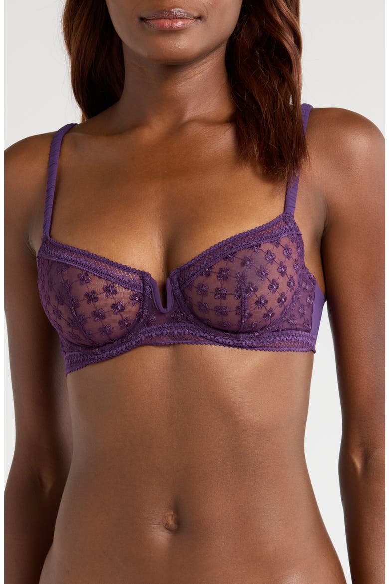 Hortense Embroidered Underwire Demi Bra, Main, color, EUPHORIA PURPLE