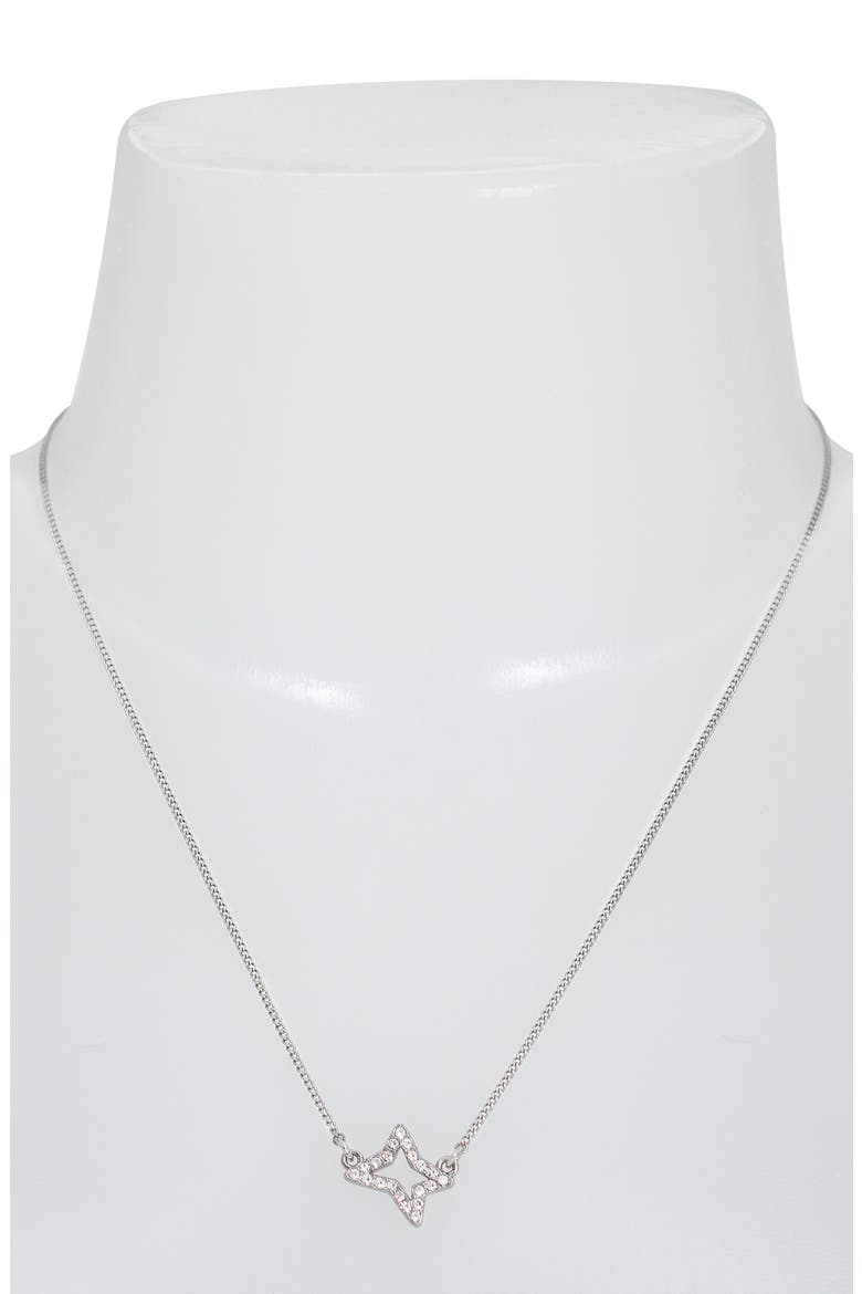 Pavé Crystal Star Charm Pendant Necklace, Alternate, color, RHODIUM