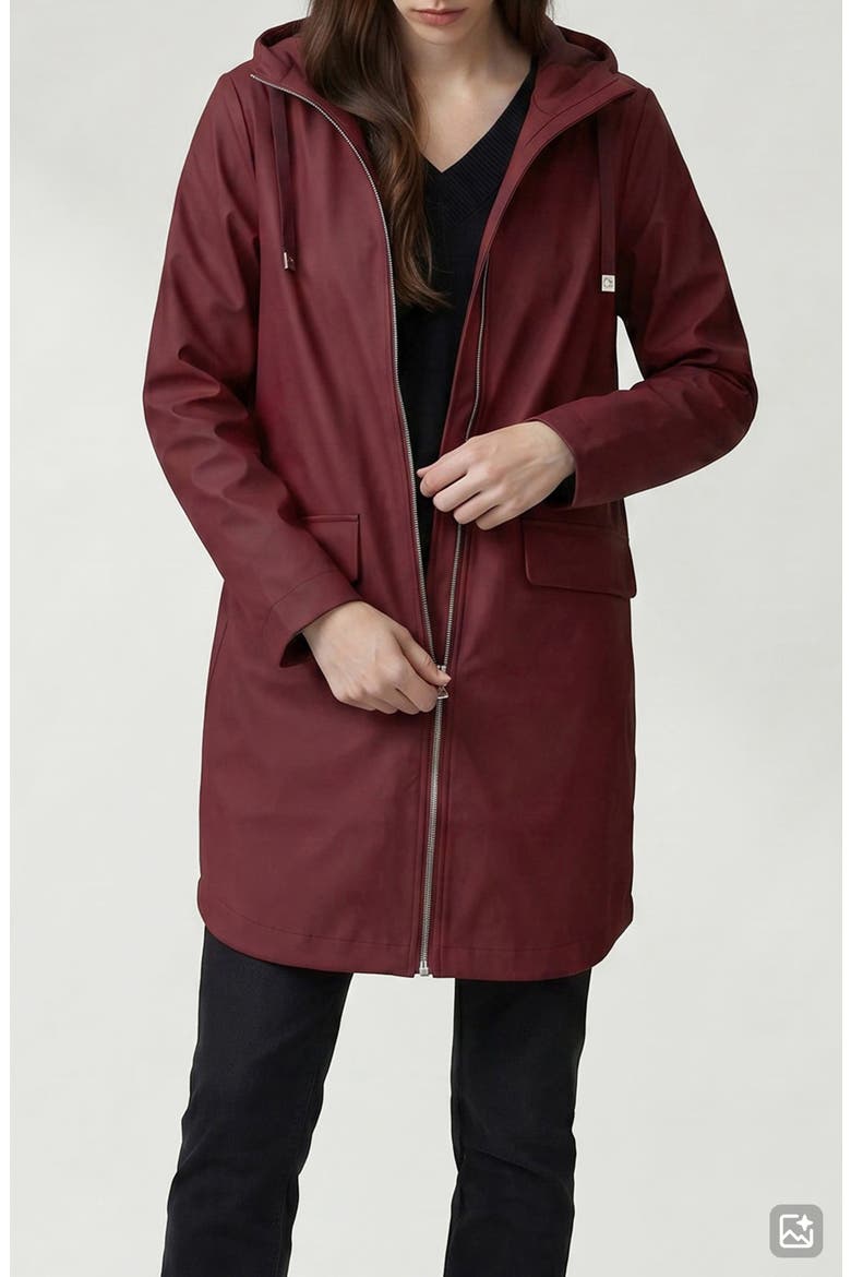 Janae Water Repellent Hooded Raincoat, Alternate, color, PORTO