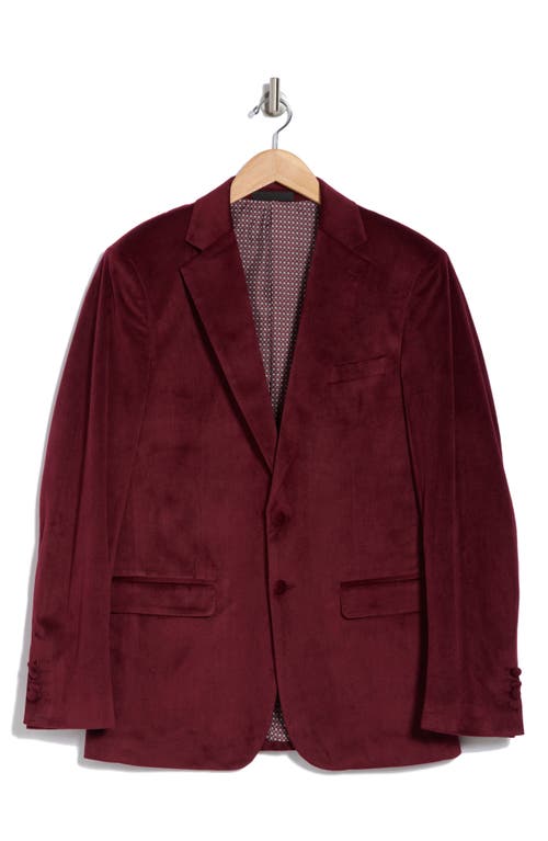 Tahari Slim Fit Velour Blazer In Burgundy