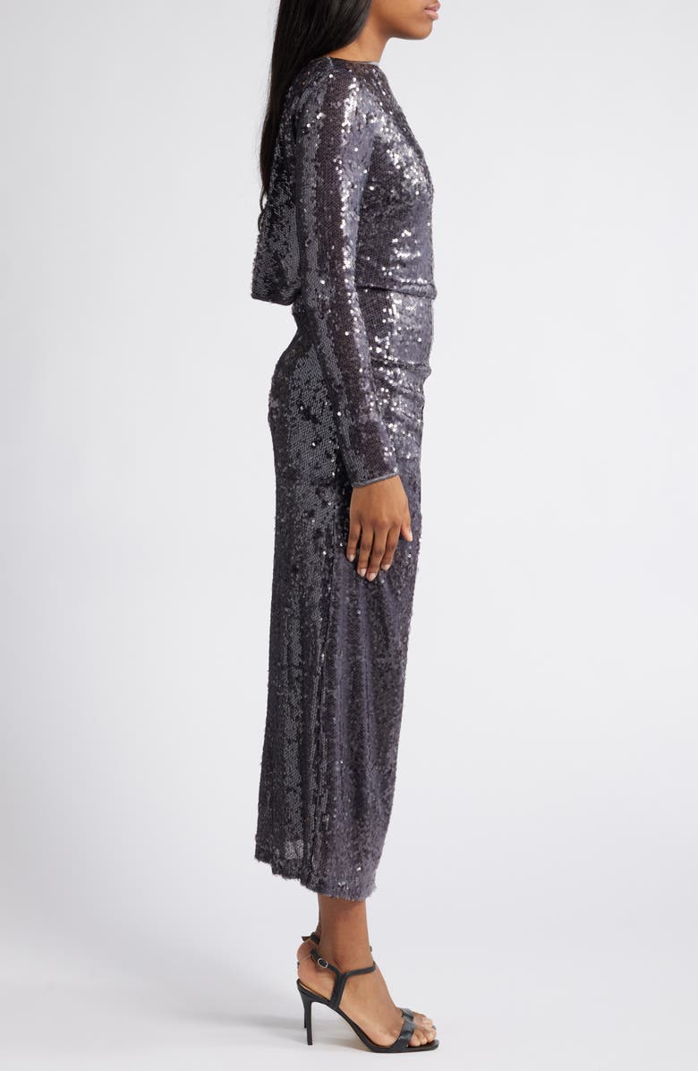 WAYF Kieran Sequin Cowl Back Long Sleeve Cocktail Dress, Alternate, color, 