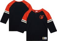 Mitchell & Ness Men's Mitchell & Ness Black Baltimore Orioles Cooperstown Collection Legendary Raglan Slub Henley 3/4-Sleeve T-Shirt