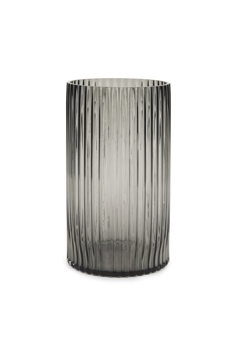 Dawn Ribbed Glass Vase, Main, color, Black