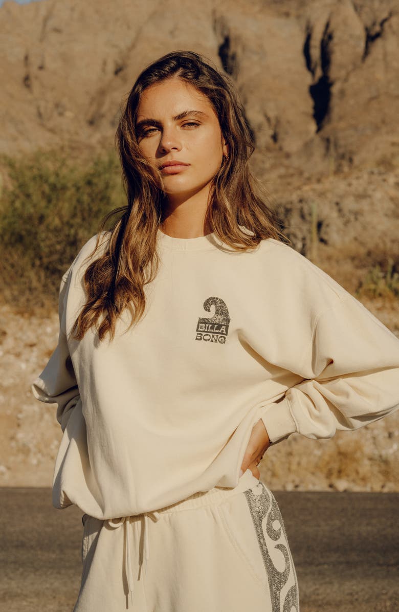 Billabong Sun Wave Livin' Kendal Graphic Sweatshirt, Alternate, color, White Cap