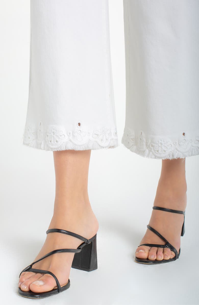 Liverpool Los Angeles Stride Embroidered Crop Wide Leg Jeans, Alternate, color, Bright White