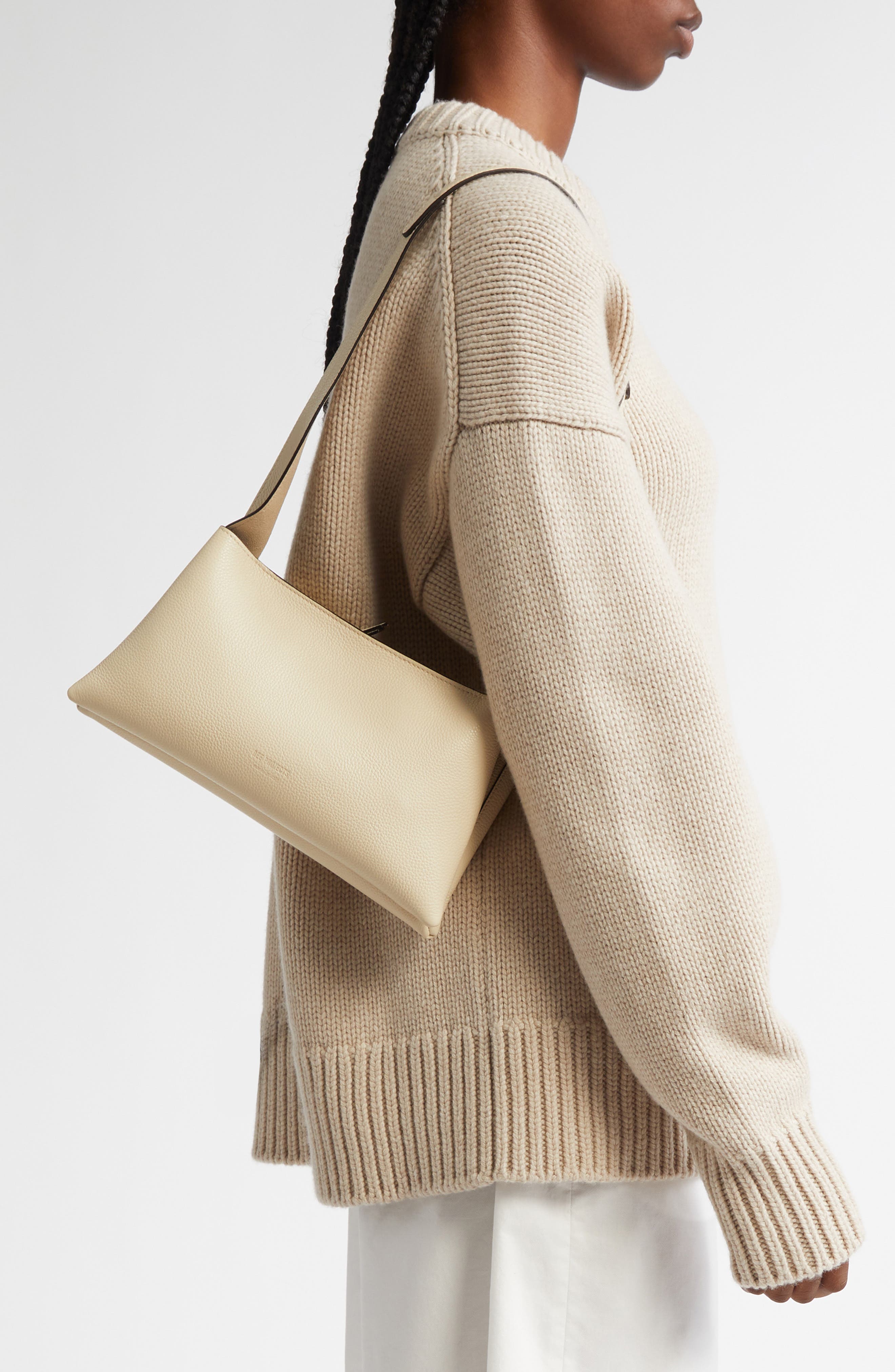 Ree Projects Small Nessa Leather Shoulder Bag, Alternate, color, Beige