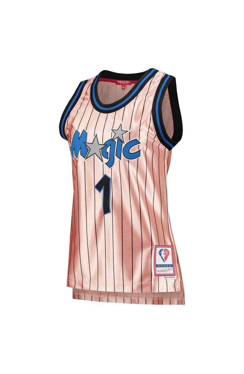 Mitchell & Ness Women's Mitchell & Ness Penny Hardaway Pink Orlando Magic 75th Anniversary Rose Gold 1993 Swingman Jersey, Alternate, color, 