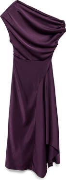 MANGO Asymmetric One-Shoulder Midi Dress