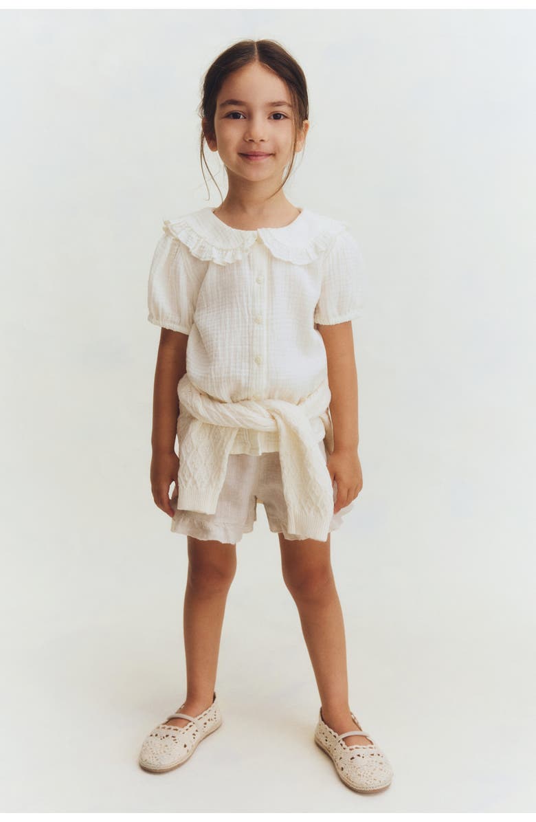 H&M Cotton Muslin Blouse, Alternate, color, Cream