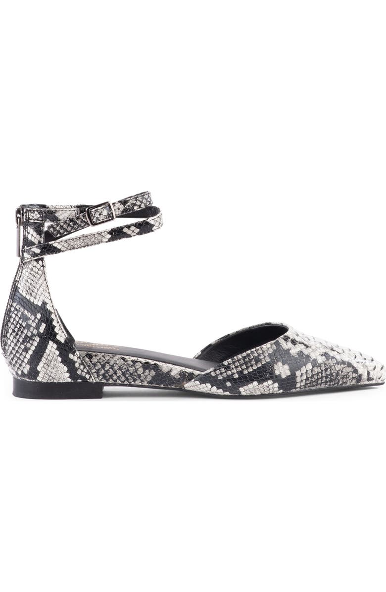 Seychelles What a Girl Wants Ankle Strap Pointed Toe Flat, Alternate, color, Black/White