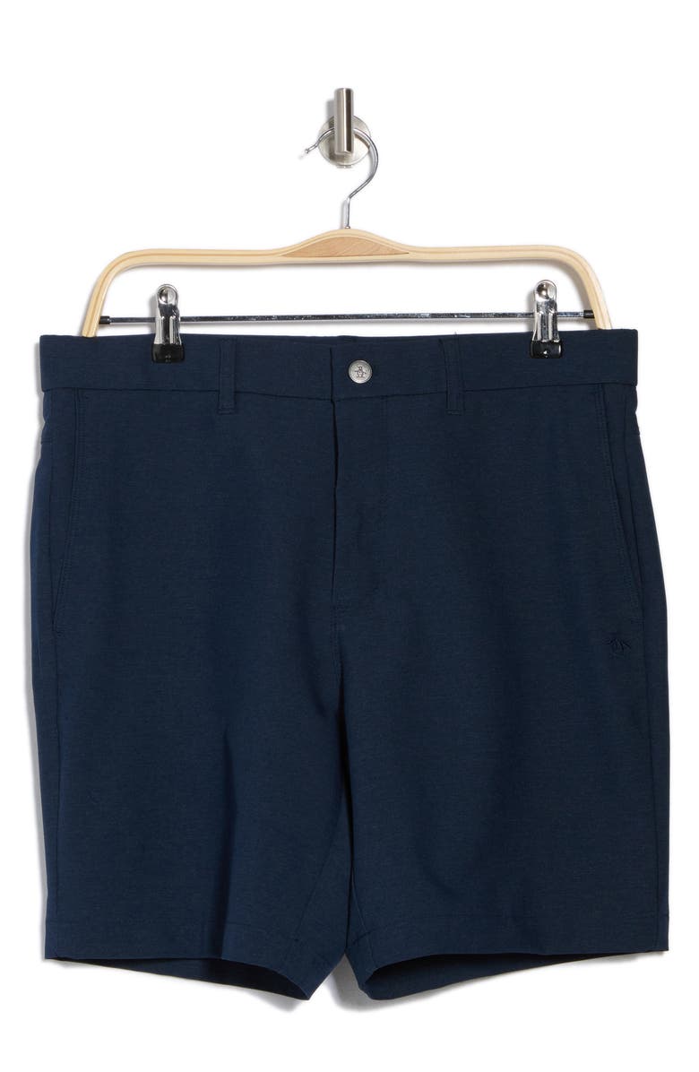 Original Penguin Technical Flat Front 7.5-Inch Shorts, Alternate, color, Black Iris